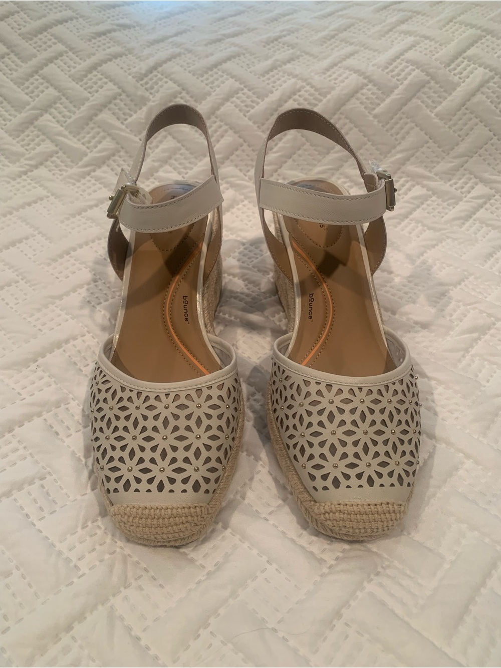 Hush Puppies Cream Laser-Cut Espadrille Wedge Sandals